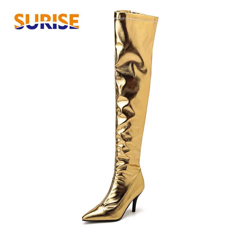 Riding Boot Short - ผู้หญิงต้นขาสูงรองเท้า Silver Gold Club Show Party