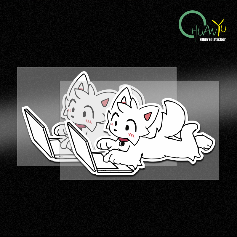 Motorcycle Gear Dogs - การ์ตูนอะนิเมะสุนัขสติกเกอร์รถสะท้อนแสง Body สะท้อนแสงรถจักรยานยนต์ไฟฟ้า Scratch Blocking สติกเกอร์รถ