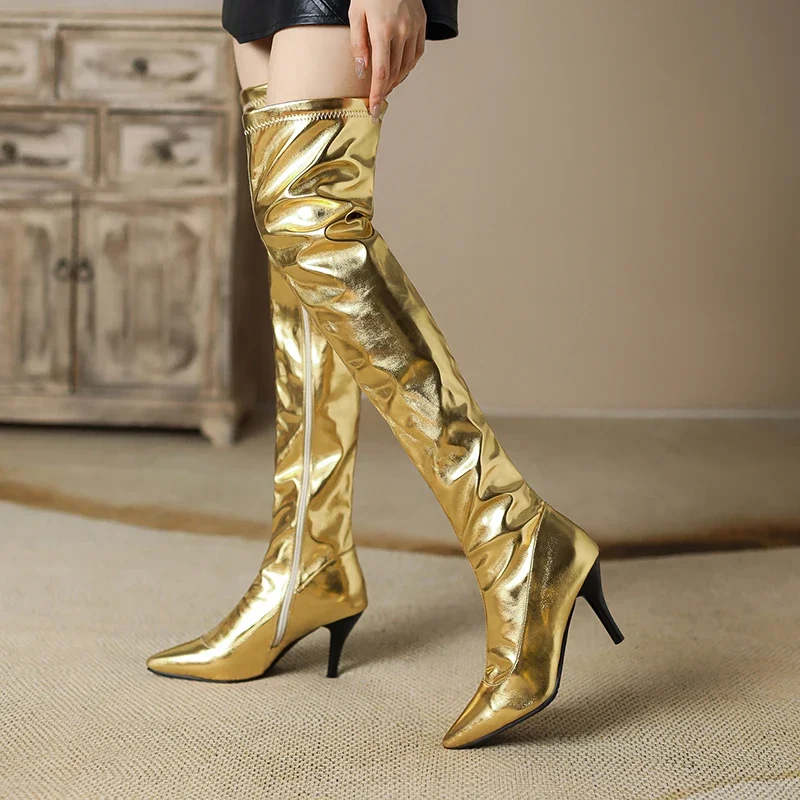 ผู้หญิงต้นขาสูงรองเท้า Silver  - Riding Boot Short บทวิจารณ์และราคา