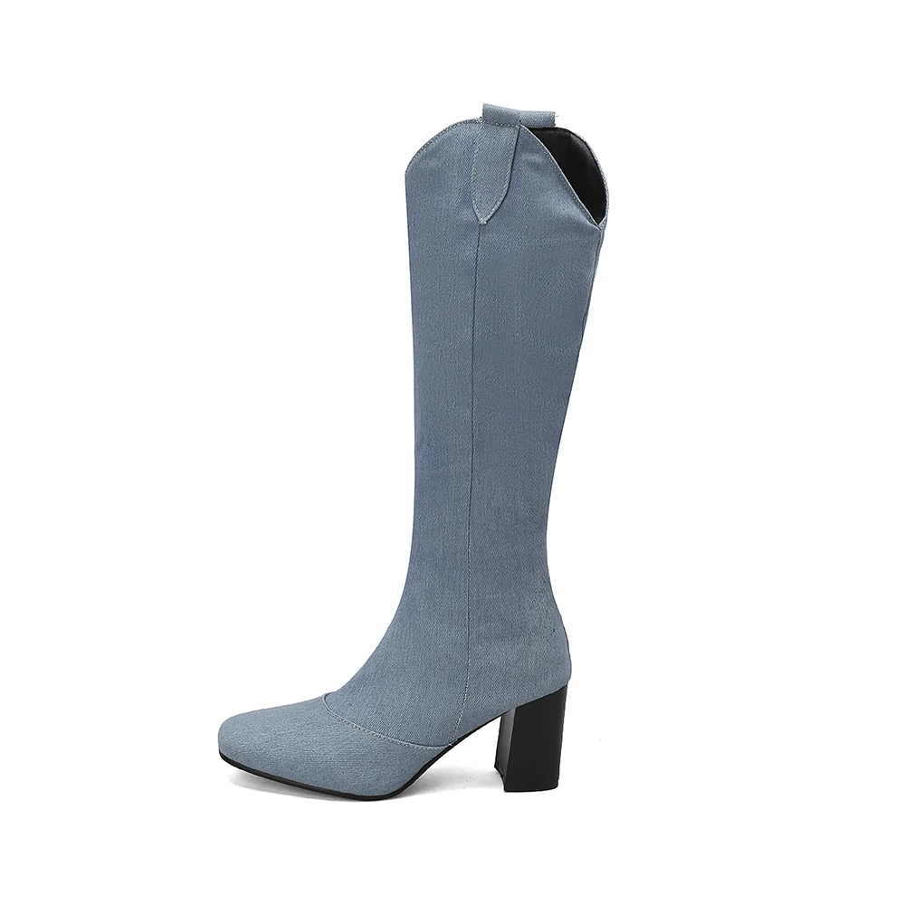 ฤดูหนาวใหม่สีดําสีฟ้าผู้หญิงเข - Riding Boot Short บทวิจารณ์และราคา