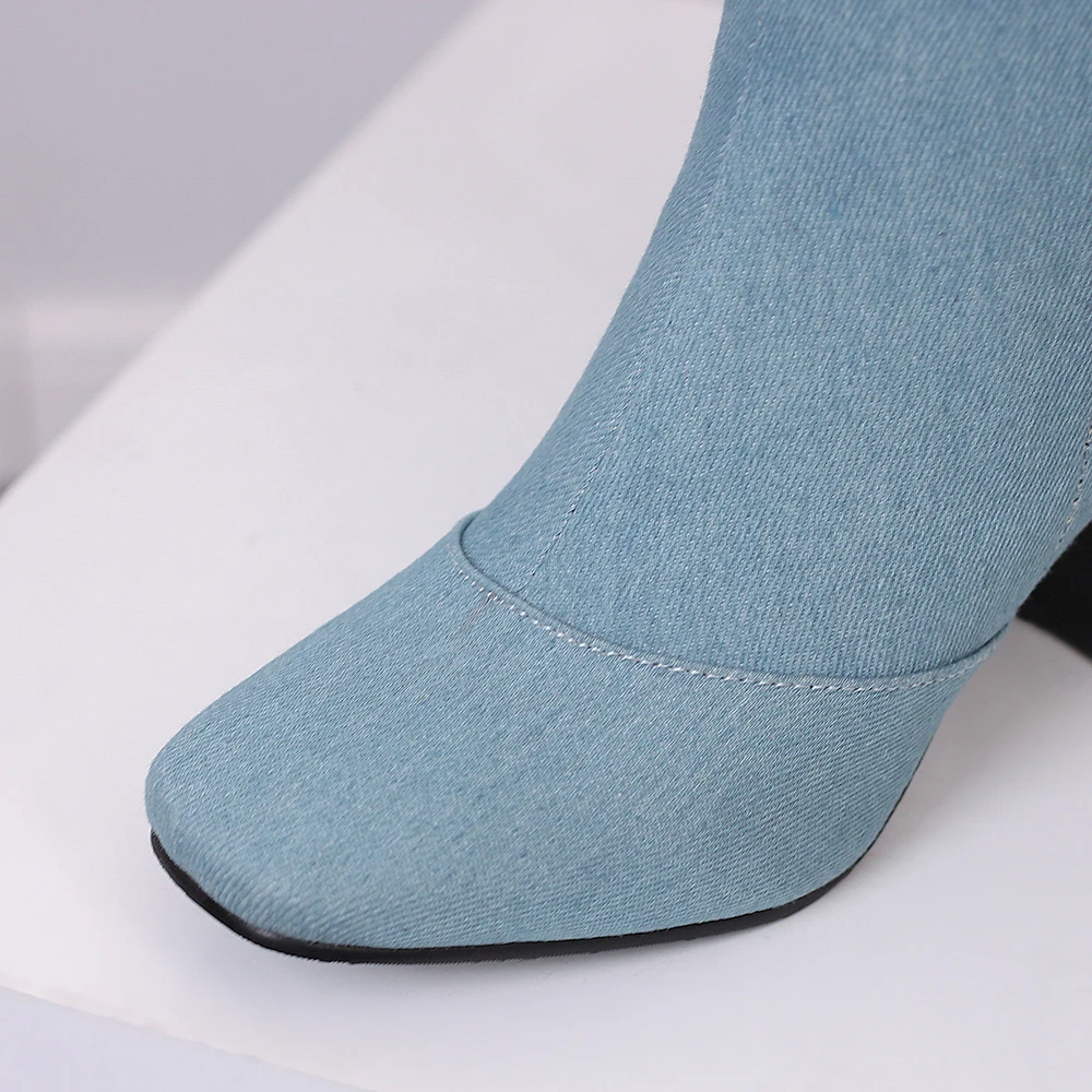ฤดูหนาวใหม่สีดําสีฟ้าผู้หญิงเข - Riding Boot Short บทวิจารณ์และราคา